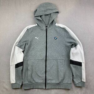 Puma BMW Mens Sweater XL (Fits Medium) Gray Full Zip Hoodie M Motorsport Cars